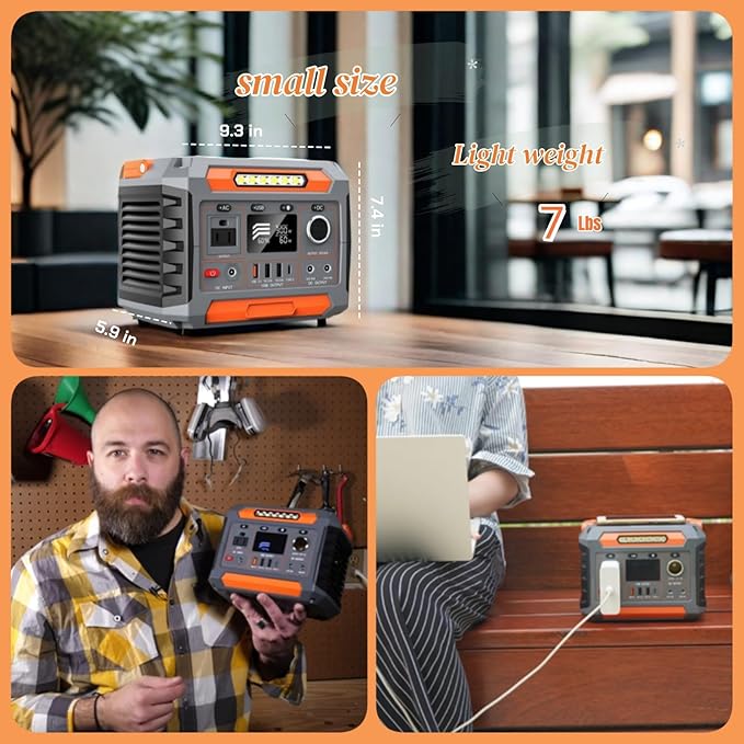 OTHC A3B Portable Power Station 300W Output, 288Wh Battery, fast charging, lightweight, 3-Way Charging, Wireless Charging for outdoor, camping.