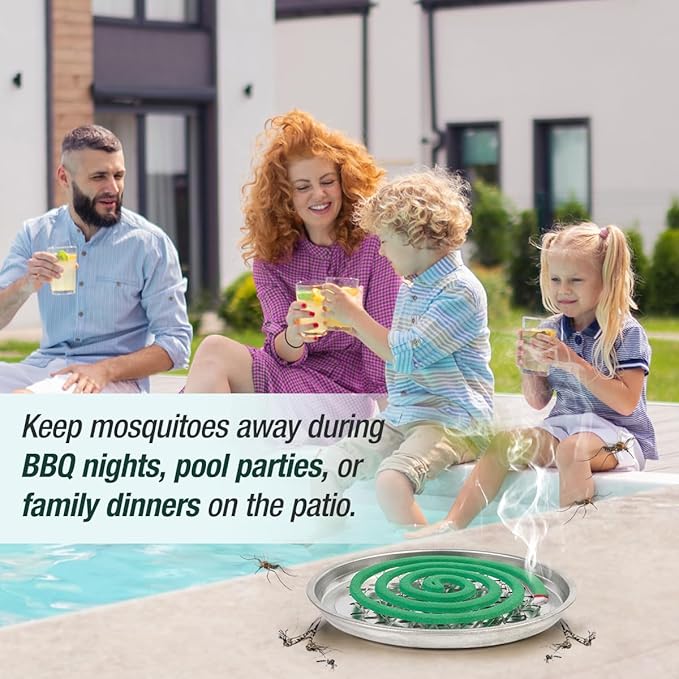 20 Pack Natural Mosquito Repellent Coils, Plant-Based Cintronella Long-Lasting Protection, DEET-Free Mosquito Repellent, Safe for Patio, Camping, Backyard, and Poolside Use, 1 Holder 2 Stands