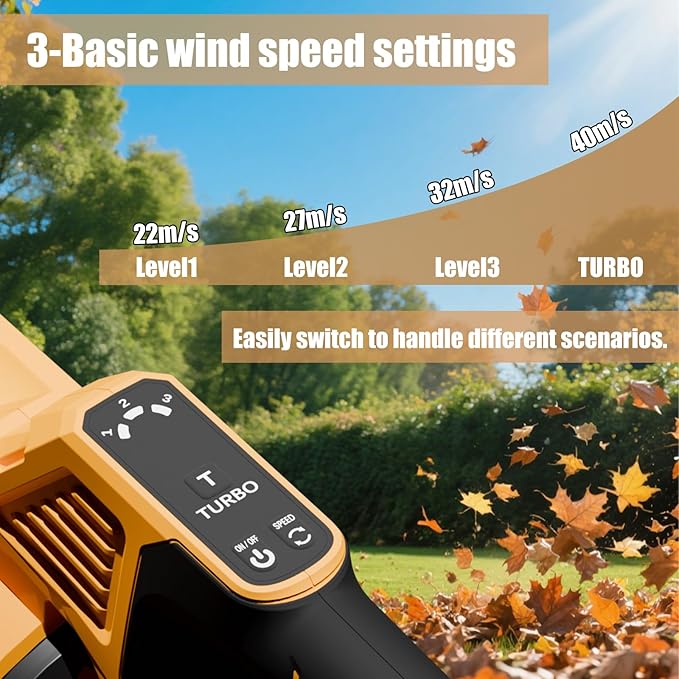 Leaf Blower Cordless,High-Power Turbo Battery Powered Leaf Blower with 21V 2X3.0Ah-Battery and Charger 650CFM 120MPH Electric Sopladora De Hojas for Lawn Care,Yard, 3 Extended Tubes
