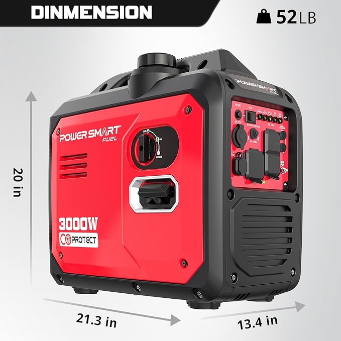 PowerSmart 3000-Watt Portable Inverter Generator, CO Protect Super Quiet for Camping Home Backup Use