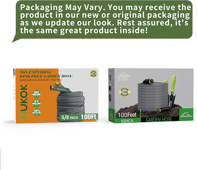 2025 Upgraded 100FT Non-Expanding Garden Hose, Ultra-Light & Flexible Water Hose - Burst-Resistant, Kink-Free, High-Pressure, All-Weather Use for Lawns, Gardens, and Outdoor Cleaning