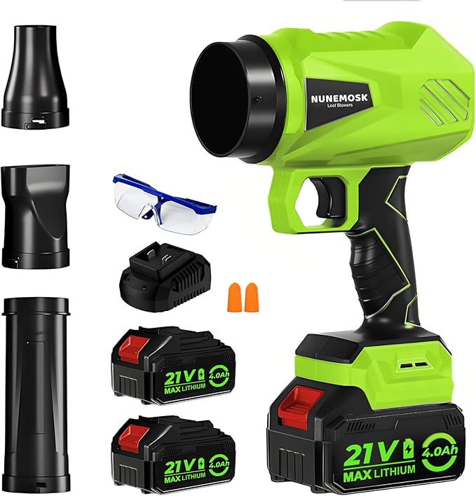 Leaf Blower Cordless with Battery and Charger, 1000,000RPM Mini Leaf Blower, Fast Charger & Extended Nozzle Design, Handheld Lightweight Blowers for Lawn Care,Patio Cleaning,Car,Leaves,Dust (Green)