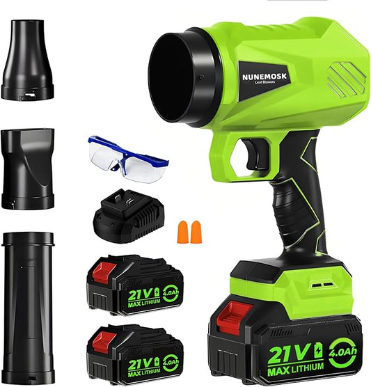 Leaf Blower Cordless with Battery and Charger, 1000,000RPM Mini Leaf Blower, Fast Charger & Extended Nozzle Design, Handheld Lightweight Blowers for Lawn Care,Patio Cleaning,Car,Leaves,Dust (Green)