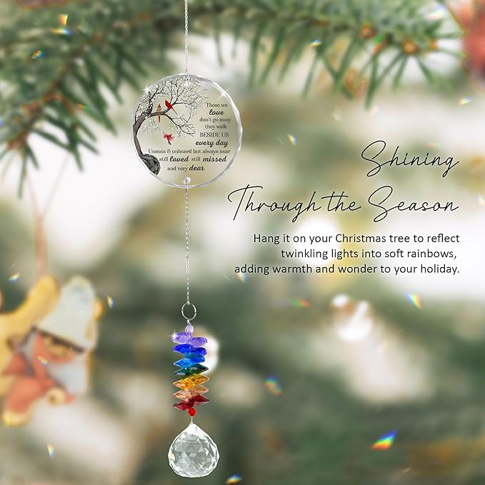 GIFTELIX Memorial Suncatcher - Sympathy Gift for Loss of Loved One - Crystal Rainbow Maker - Bereavement Keepsake - Hanging Crystal Decor - Loss of Family Friend Pet - Suncatcher Ornament