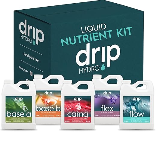 5-Part Nutrient Kit, Liquid Growth & Bloom Nutrition System, Base A, Base B, CaMg, Flex, Flow, Supports Growth to Bloom, pH Stable & Clean for Hydroponics, Soil and Coco, 5 Quarts Total