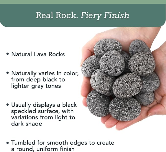 Black Lava Rocks for Fire Pit - 2 to 3 Inch 20 lbs - Gas Fireplace Stones - Volcanic Rock for Propane Fire Pit - Decorative Stone for Outdoor & Indoor Gas Fireplace