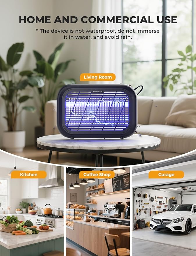 YISSVIC 20W Indoor Bug Zapper Electric Fruit Fly Traps for Indoors Mosquito Zapper Electric Fly Zapper Moth Gnat Insect Killer for Home Office Garage Kitchen Dining Living Room (Black)