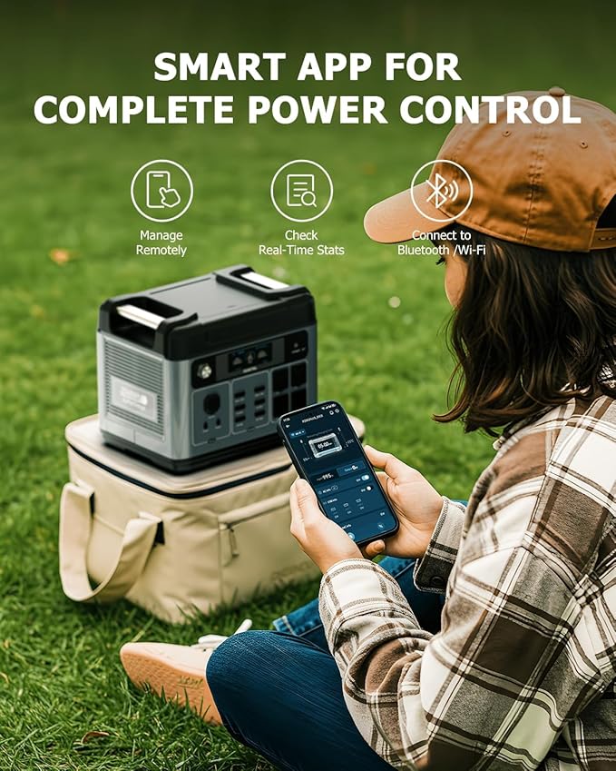 OUKITEL P2001 Plus Portable Power Station 2400W, 2048Wh Solar Generator with 4 AC Outlets(Peak 5000W) 1.5 Hrs Full Charging APP Control LiFePO4 Battery Backup for Home Emergency Camping RV