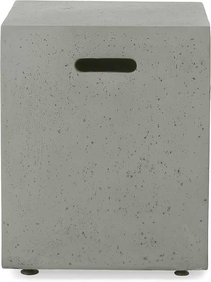 Propane Tank Cover Table for Fire Pits, 20 LB MGO Propane Tank Holder with Side Handles, Outdoor Tank Storage Side Table for Patio, Gas Griddle, Light Gray