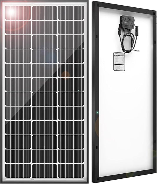 JJN 100 Watt Solar Panels, 10BB Monocrystalline 12V 100W Solar Panel, 23% High Efficiency PV Module Power Charger for RV, Home, Farm, Boat, Caravan and Off-Grid Applications