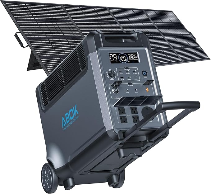 Portable Power Station with 200W Solar Panel, 3840Wh/3600W Electric Solar Generator for Garage, Home, Off-Grid Living, Camping, RVs, Outdoor Adventures, Power Outages