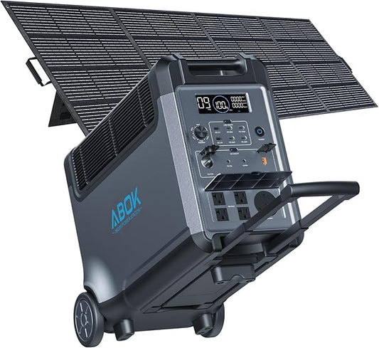 Portable Power Station with 200W Solar Panel, 3840Wh/3600W Electric Solar Generator for Garage, Home, Off-Grid Living, Camping, RVs, Outdoor Adventures, Power Outages