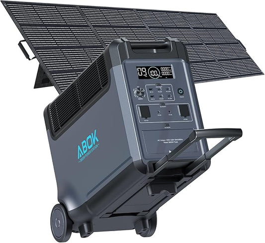 3840Wh ABOK Ark3600 Solar Generator Kit with 400W Solar Panels, 2000W Max Solar Input Electric 3600W Power Station for Garage, Home, Off-Grid Living, Camping, RVs, Outdoor Adventures, Power Outages