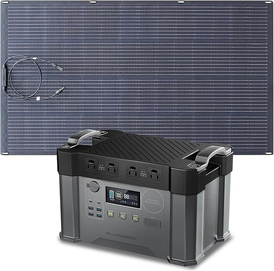 ALLPOWERS S2000 Pro Portable Power Station with SF200 Panel Included, 1451.6Wh MPPT Solar Generator 2400W with Flexible Solar Panel 200W for Outdoor Camping Home Emergency