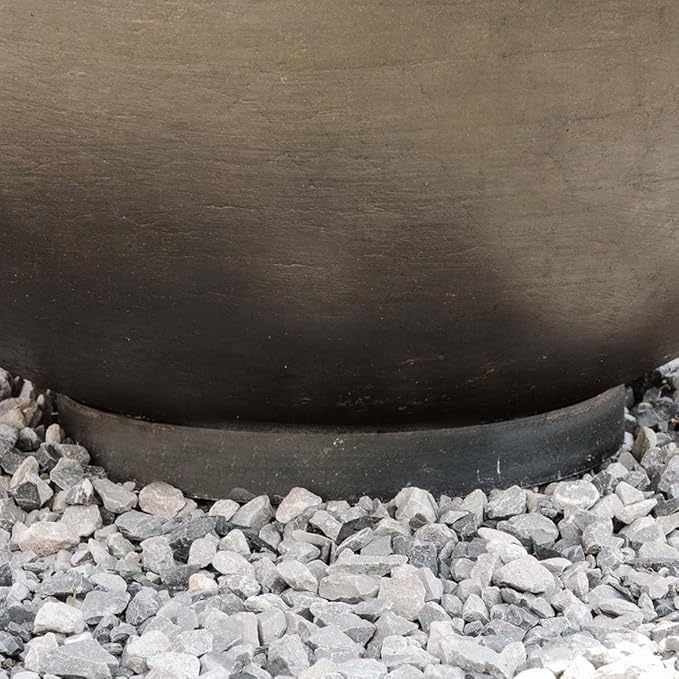 Ash & Ember 36" Hemisphere Fire Pit, Wood Burning Outdoor Fire Bowl, Raw Cast Iron Patina, Half-Sphere Outside Fireplace with Flanged Edge and Stable Base