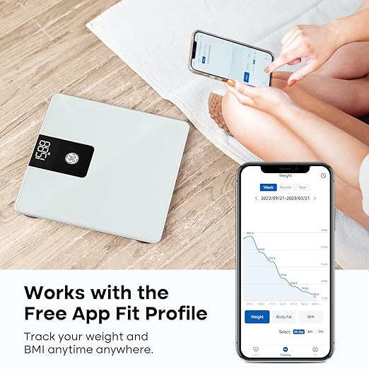 GE Bathroom Scale for Body Weight, Digital Weight Scales 500lb Heavy Duty Measuring Device for People Accurate BMI Weighing Machine with Bluetooth, White