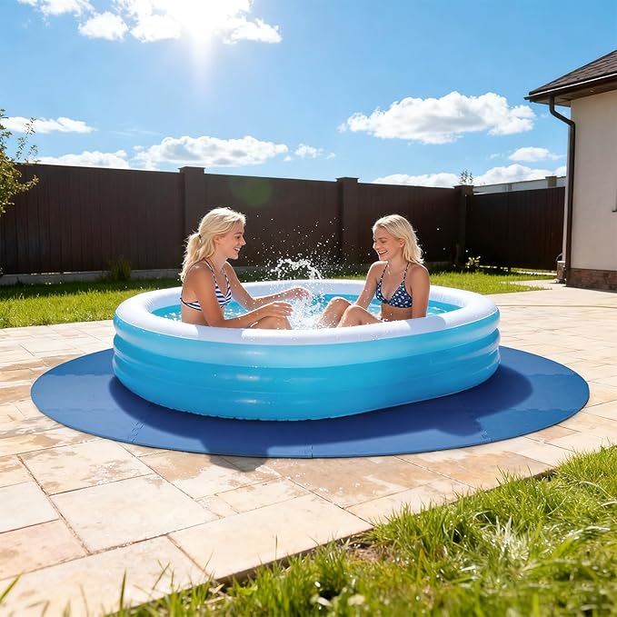 tonchean 77 Inch Round Hot Tub Mat for Inflatable Tub,1/2" Thicken Hot Tub Pad Foundation for Inflatable Tub Eva Foam Padding for Outdoor Hot Tubs Non Slip Pool Spa Pad Game Camping Mat(Blue)