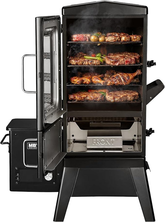 Wood Pellet Smoker with Rainproof Soft Cover, Vertical Electric Pellet Smoker Grill With Hook Meat Probe 616 Sq in Cooking Area LED Display Temperature Control, Pellet Blac