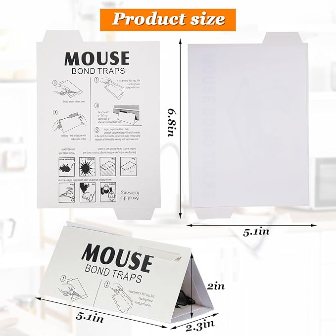 Qualirey 150 Pack Traps for Mouses Rats Rodents Snake Bugs Mice Sticky Traps Pads Indoor Bulk Non-Toxic Adhesive Glue Boards