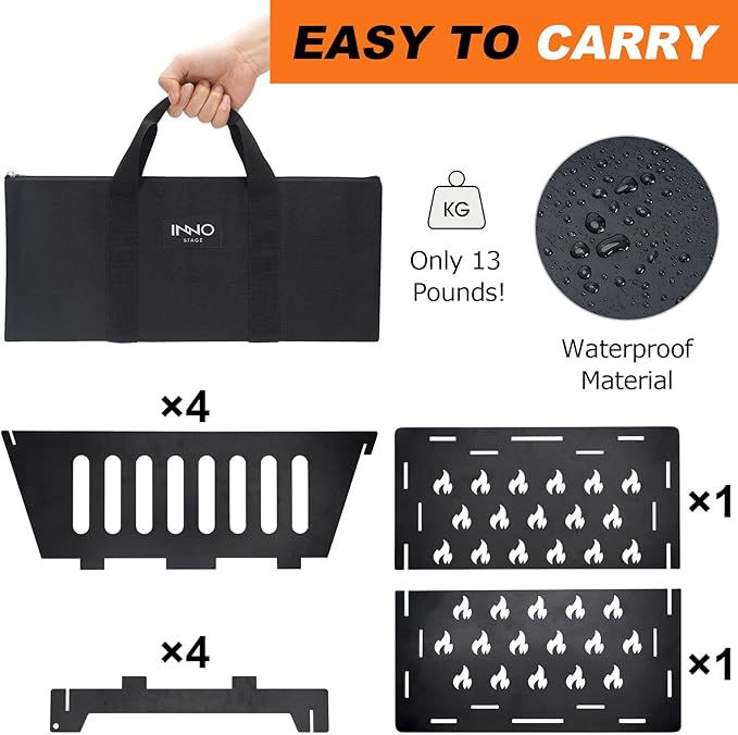 Fire Pits for Outside 17 Inch Collapsible Portable Plug Fire Pit for Camping Travel Picnic Bonfire Backyard Patio Garden Bon Fire Foldable Firepits for Outdoor Wood Burning with Storage Bag