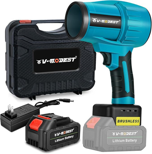 V-MODEST Electric Leaf Blower, Handheld Leaf Blower 500,000RPM Brushless with 4.0Ah Battery, Lightweight Cordless Leaf blowers for Garage Yard Car Deck Cleaning Blowing Leaves Dust Debris
