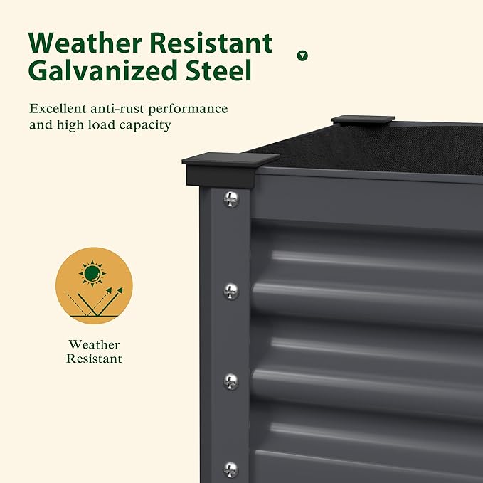 48" W x 24" D x 34" H Galvanized Raised Garden Bed with Lockable Wheels, Raised Garden Beds Outdoor with Drainage Gaps & Shelf, Planter Boxes Outdoor for Backyard, Patio, Balcony, Grey