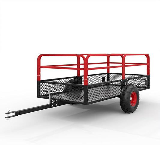 GarveeLife ATV UTV Trailer Tow Behind Dump Cart, 1600 lbs 22 Cubic Feet Heavy Duty Yard Garden Trailer Pull Behind with Removable Sides & All Terrain Tires, Fits Lawn Mower, Tractor, Garden
