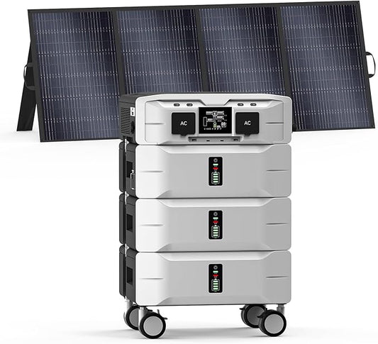 IEE 7680Wh Solar Generator SP5000 with 400W Solar Panel, 120/240V Power Station 5000W(Peak 9000W) AC Output, Expandable Capacity, Portable LFP Battery Generator for Home Use, Power Outages, RVs