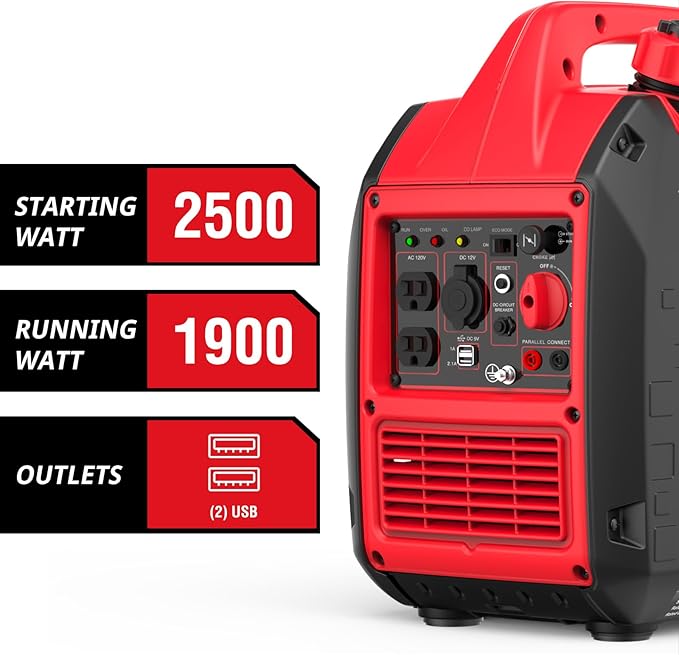 PowerSmart 2500-Watt Portable Inverter Generator with Super Quiet for Camping