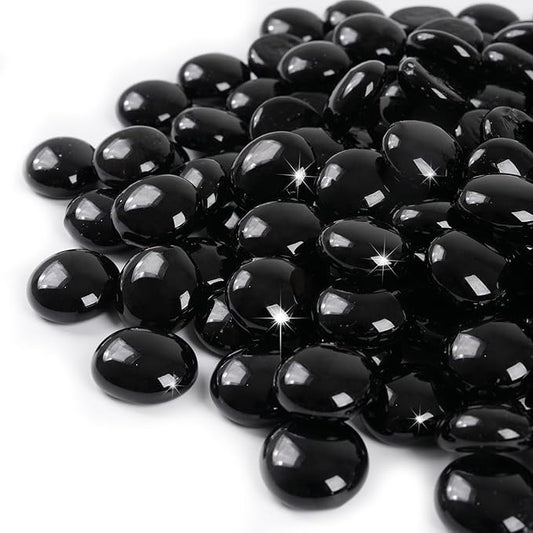 GASPRO 10 lbs Fire Pit Glass for Propane Fire Pit, 3/4 Inch Fire Glass Beads for Fireplace Fire Pit Table, Glass Rocks for Landscaping - Black