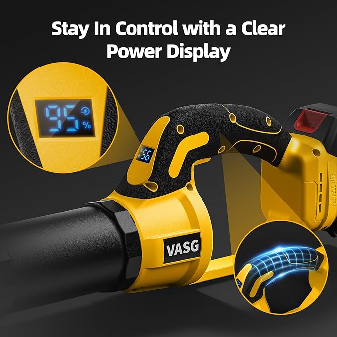 VASG Leaf Blower Cordless – Lightweight Handheld Electric Leaf Blower with Variable Speed, 21V 3×2.0Ah Batteries & Fast Charger for Effortless Lawn, Yard, Garden, Patio, Driveway & Leaf Cleanup