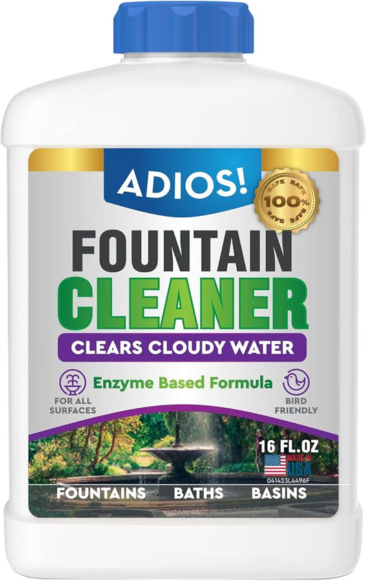 Fountain Cleaner and Clarifier for Outdoor and Indoor Fountains – Safe for Plastic, Metal, Glass and Stone (16oz)