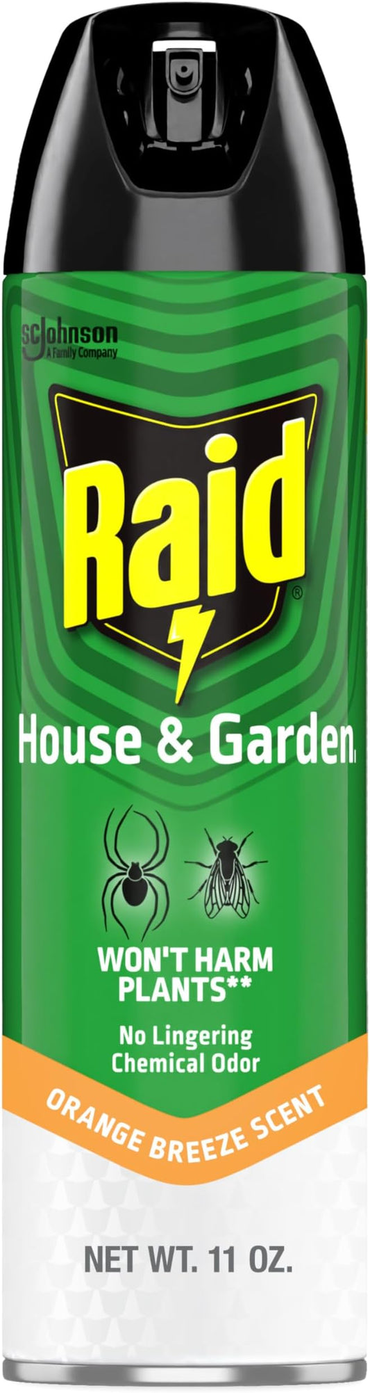 Raid House & Garden Insect Killer Spray, Orange Scent 11 Ounce (Pack of 1)
