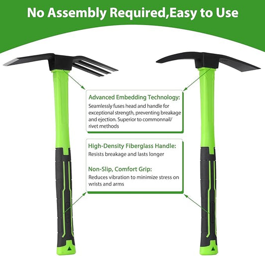 2pcs Garden Hoe and Cultivator Hand Rake Durable and Comfortable Handle Garden Tool Pick Axes for Digging Mattock