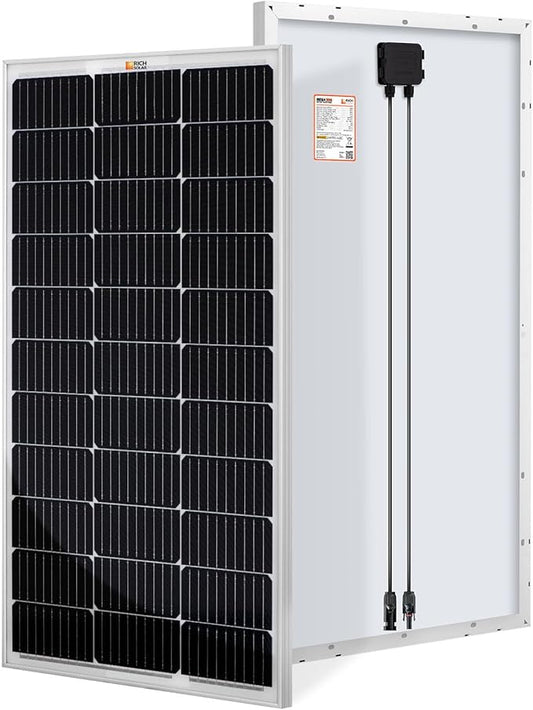 RICH SOLAR 100 Watt 12 Volt 9BB Cell Monocrystalline Solar Panel High Efficiency Solar Module Charge Battery for RV Trailer Camper Marine Off Grid