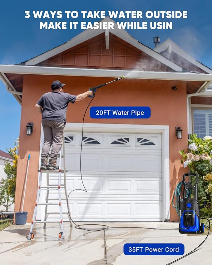 POXURIO Electric Pressure Washer, 4000PSI 2.8 GPM Power Washer with Foam Cannon 35FT Hose Electric High Pressure Washer for Fences, Patios, Decks, Patios and Cars Powerwasher
