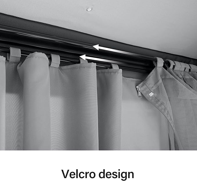 LAUSAINT HOME Gazebo Privacy Curtain 10'x13' with Zipper and 4-Panels Side Wall Universal Replacement for Backyard, Garden, Lawn, Smoke Gray