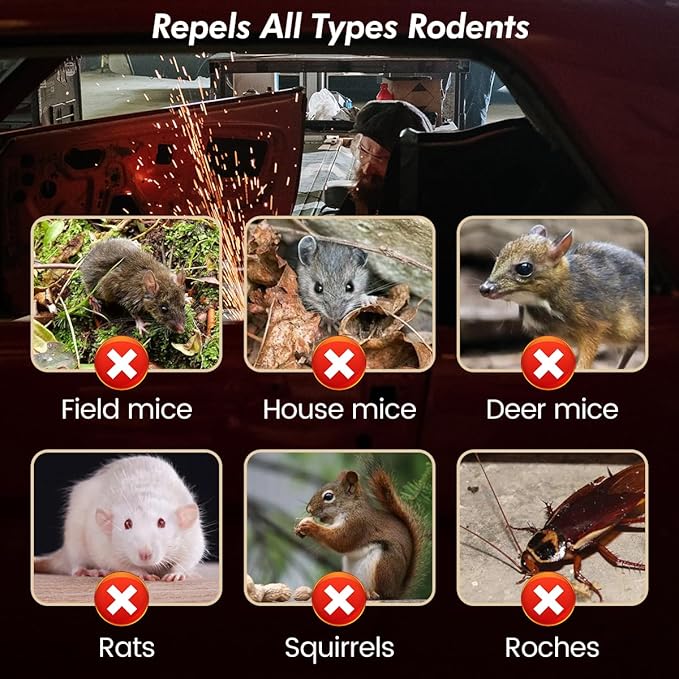 8 Pack Natural Peppermint Mouse Rodent Deterrent Repellent Pouches - Plant-Based Rodent Control for Home- Safe to Use - Long Lasting Mouse & Rat Protection for House, Garage, Car, RV