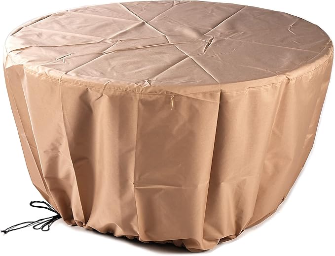 Oakland Living Round 44 in. x 44 in. Aluminum Propane Fire Pit Table with Glass Beads, Two Covers, Lid, 57,000 BTUs in Grey Finish