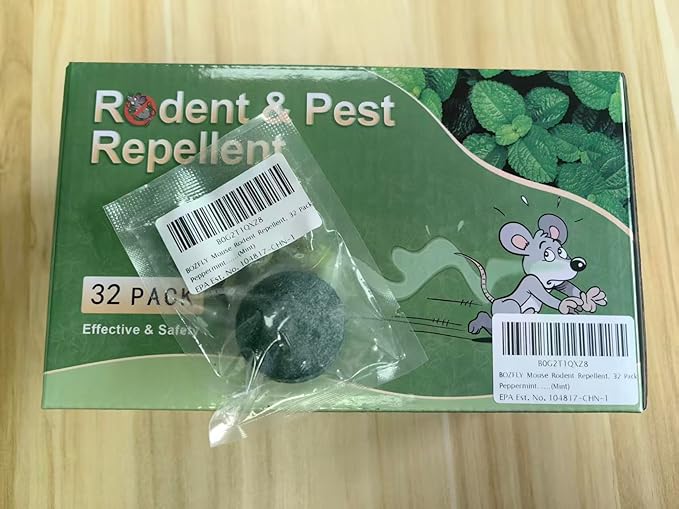 Mouse Rodent Repellent, 32 Pack Peppermint Oil Mice Repellent for Mice, Rats, Squirrels, Spiders and Pests, Indoor/Outdoor Natural Mouse Deterrent, Keeps Rodent Away from Garden & Home(Mint)
