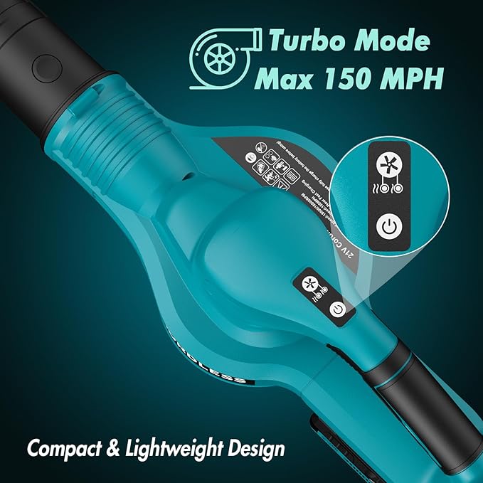 Leaf Blower Cordless - 21V Powerful Electric Leaf Blower with 2 Batteries and Charger, 2 Speed Modes, 2.0Ah Lightweight Battery Powered Leaf Blowers for Lawn Care, Patio, Dust, Blowing Leaves