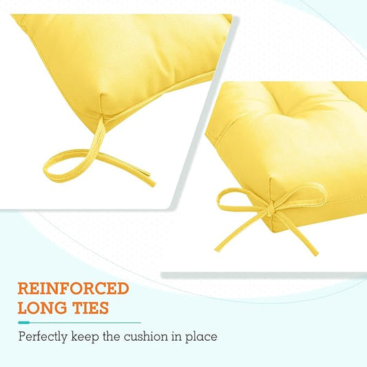 EAGLE PEAK Tufted Outdoor/Indoor High Back Patio Chair Cushions, Set of 2, 46'' x 22'', Yellow