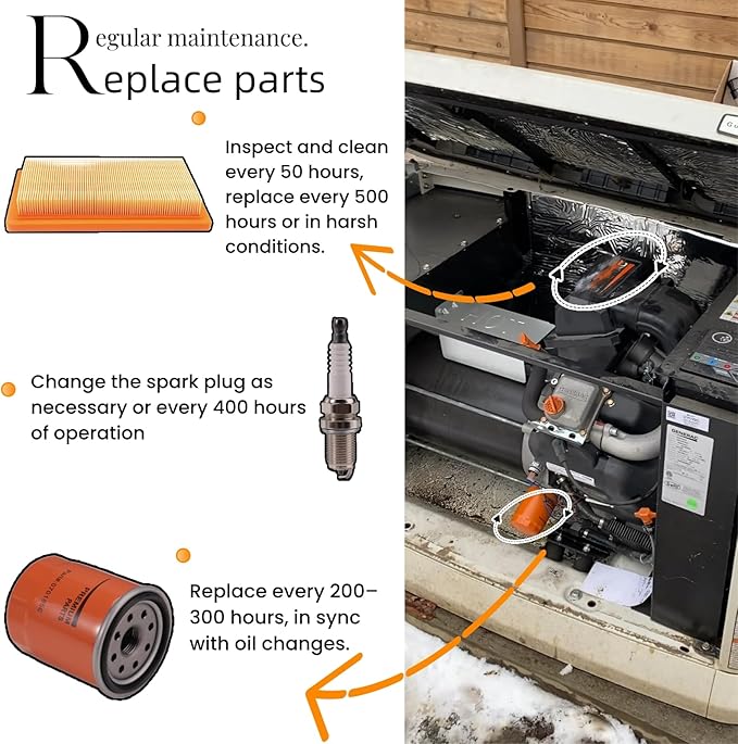 Generator 6485 Maintenance Kit - 0J8478 Air Filter, 070185E Oil Filter, RC12YC Spark Plugs, Compatible with 22KW 16 - 20KW 24KW 26KW Air Cooled Standby Generator with 999cc Engine 2013+ (2 Pack)
