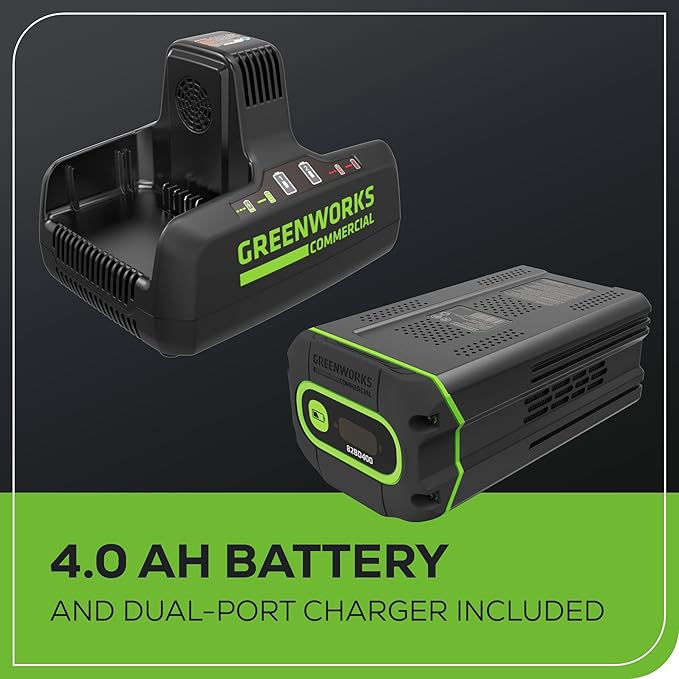 Greenworks 82V 18" Brushless (2.7 kW) Cordless Chainsaw (210 Cuts Per Charge), 4.0Ah Battery and Dual Port Rapid Charger (Great For Landscapers and Professionals)