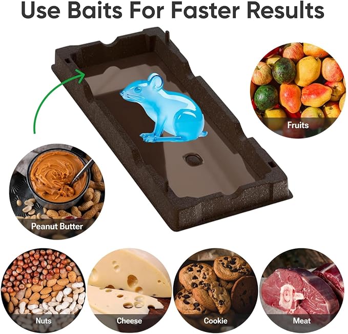 Mouse Traps and Rat Trap - 12 Pack Glue Mouse Traps Indoor for Home, Pre-Baited Strong Adhesive Boards, Safe Pest Control, Effective Trampas para Ratones