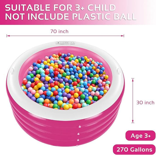 Inflatable Pool, Large Deep Round 70"x30" Family Inflatable Swimming Pool with Handles, Summer Water Party, Outdoor, Garden Backyard, Suitable for Adults (Pink)