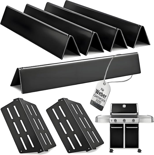 Grill Replacement Parts for Weber Genesis 300 Series Gas Grill, Porcelain Steel 17.5" Flavorizer Bars Heat Deflector for Weber E310 E320 E330 EP310 EP320 EP/CEP330 S310 S320 S330 Front Control Knob