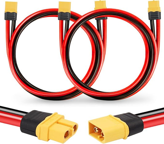 2PCS XT60 Extension Cable 10AWG 3FT XT60 to XT60 Cable with Male to Female Connector for Portable Power Station Solar Panel RC Battery
