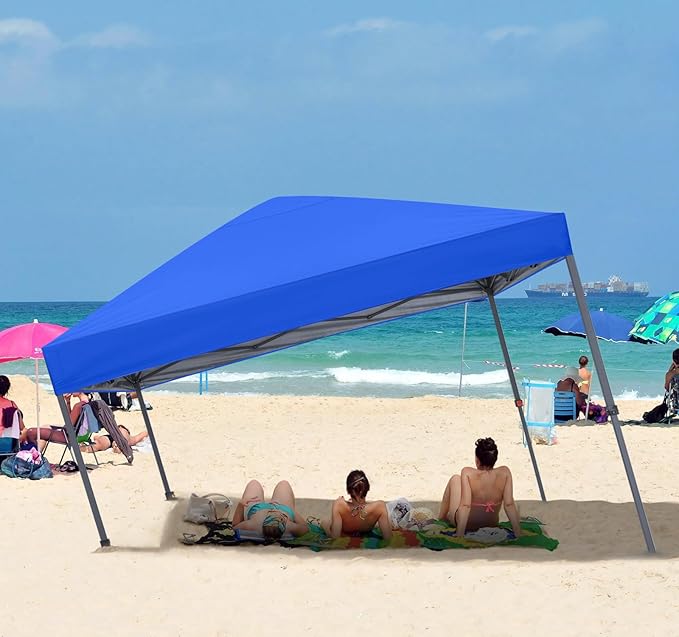 ABCCANOPY 10x10 Pop Up Canopy - Outdoor Patio Portable Canopy Tent Gazebo Heavy Duty for Backyard and Deck with 4 Sandbags and 8 Stakes(Blue)