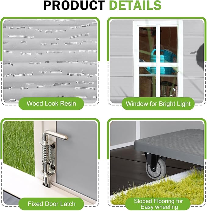 5x4 Shed Resin Outdoor Storage with Floor Included, Waterproof Small Plastic Garden Tool Shed Cabinet
